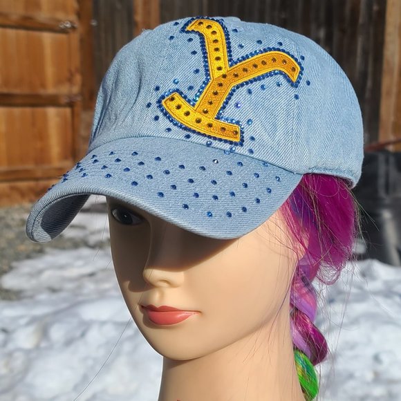 Ladies Blue Denim BLING Hat NEW - Picture 1 of 4